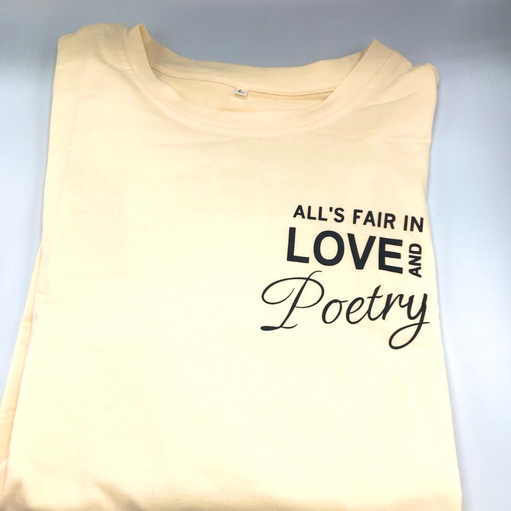 NEW Swifties “All’s Fair in Love & Poetry” Yellow Black Concert Tee Shirt Large